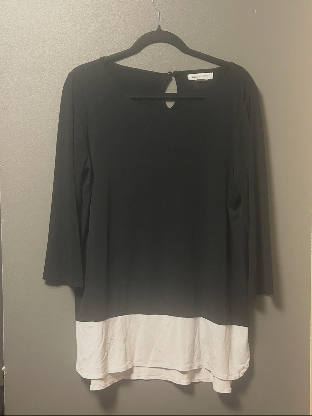Liz Claiborne Black & White Layered Tunic Top Size L